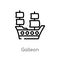 outline galleon vector icon. isolated black simple line element illustration from transport concept. editable vector stroke
