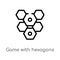 outline game with hexagons vector icon. isolated black simple line element illustration from entertainment concept. editable