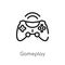 outline gameplay vector icon. isolated black simple line element illustration from blogger and influencer concept. editable vector