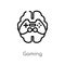 outline gaming vector icon. isolated black simple line element illustration from artificial intelligence concept. editable vector