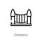 outline gateway vector icon. isolated black simple line element illustration from city elements concept. editable vector stroke