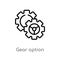 outline gear option vector icon. isolated black simple line element illustration from user interface concept. editable vector