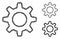 Outline gearwheel Mosaic Icon of Uneven Items