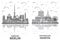 Outline Geneva Switzerland and Berlin Germany City Skyline Set