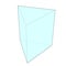 Outline of a geometric triangular prism shape with blue infill