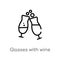 outline glasses with wine vector icon. isolated black simple line element illustration from drinks concept. editable vector stroke