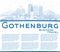 Outline Gothenburg Sweden City Skyline with Blue Buildings and Copy Space
