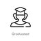 outline graduated vector icon. isolated black simple line element illustration from graduation and education concept. editable