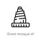 outline great mosque of samarra vector icon. isolated black simple line element illustration from monuments concept. editable