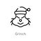 outline grinch vector icon. isolated black simple line element illustration from christmas concept. editable vector stroke grinch