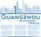 Outline Guangzhou Skyline with Blue Buildings and Copy Space.