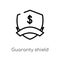 outline guaranty shield vector icon. isolated black simple line element illustration from e-commerce and payment concept. editable