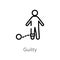 outline guilty vector icon. isolated black simple line element illustration from law and justice concept. editable vector stroke