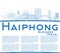 Outline Haiphong Vietnam City Skyline with Blue Buildings and Co