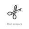 outline hair scissors vector icon. isolated black simple line element illustration from beauty concept. editable vector stroke