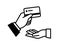 Outline hand and credit card icon. Investments and loans. To lend. The need for money.