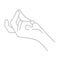 Outline of a hand with a magic gesture snapping fingers. Touching a finger means expression to do something quickly and easily