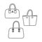 Outline handbag design, illustration simple bag icon set