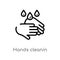 outline hands cleanin vector icon. isolated black simple line element illustration from cleaning concept. editable vector stroke