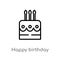 outline happy birthday vector icon. isolated black simple line element illustration from birthday party and wedding concept.