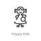 outline happy kids vector icon. isolated black simple line element illustration from charity concept. editable vector stroke happy