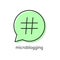 Outline hashtag icon in green speech bubble