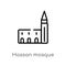 outline hassan mosque vector icon. isolated black simple line element illustration from monuments concept. editable vector stroke