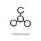 outline hazardous vector icon. isolated black simple line element illustration from chemistry concept. editable vector stroke