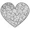 Outline heart with patterns, meditative coloring book or Valentines day card