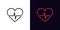 Outline heartbeat icon, with editable stroke. Heart beat sign, pulse wave pictogram. Heart healthcare, electrocardiogram
