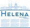 Outline Helena Montana City Skyline with Blue Buildings and Copy Space