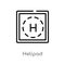 outline helipad vector icon. isolated black simple line element illustration from alert concept. editable vector stroke helipad