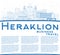 Outline Heraklion Greece Crete City Skyline with Blue Buildings and Copy Space