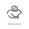 outline hibernation vector icon. isolated black simple line element illustration from animals concept. editable vector stroke