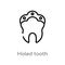 outline holed tooth vector icon. isolated black simple line element illustration from dentist concept. editable vector stroke