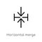 outline horizontal merge vector icon. isolated black simple line element illustration from arrows concept. editable vector stroke