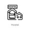 outline hostel vector icon. isolated black simple line element illustration from hotel concept. editable vector stroke hostel icon