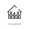 outline household vector icon. isolated black simple line element illustration from smart home concept. editable vector stroke