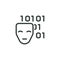 Outline Icon Binary Code and Mask. Such Line Symbol Spyware, AI Technology, Artificial Intelligence Error in Code