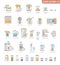 Outline icon collection small kitchen electronics appliances:espresso machine,coffee maker,food processor,multicooker,oven,kettle