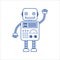 Outline icon is a friendly robot on white background