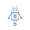 Outline icon is a friendly robot on white background