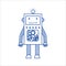 Outline icon is a friendly robot on white background