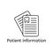 Outline icon of patient card. Thin line signs of card for design logo, visit card, etc.