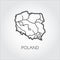 Outline icon of Poland map. Contour simplicity emblem. Vector shape of country for atlas and other design projects