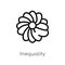 outline inequality vector icon. isolated black simple line element illustration from zodiac concept. editable vector stroke
