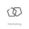 outline interlocking vector icon. isolated black simple line element illustration from analytics concept. editable vector stroke