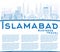 Outline Islamabad Skyline with Blue Buildings and Copy Space.