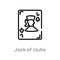 outline jack of clubs vector icon. isolated black simple line element illustration from gaming concept. editable vector stroke