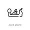 outline jack plane vector icon. isolated black simple line element illustration from construction concept. editable vector stroke